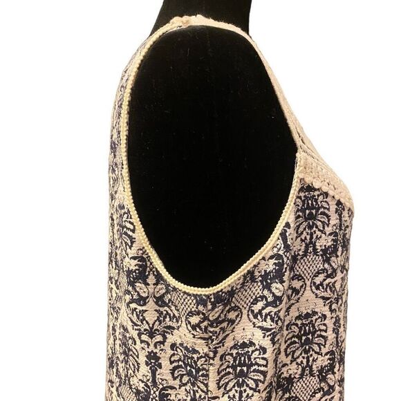 Chelsea & Violet Navy and Ivory Sleeveless Crocheted Lace Sheath Dress Sz L - Picture 6 of 14